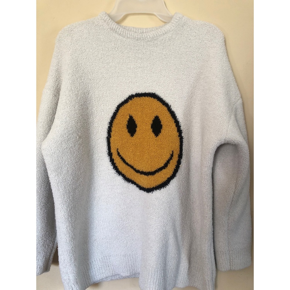 Comfyluxe smiley face fuzzy cozy women's pullover sweatshirt sweater M/L